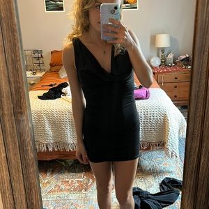 F21 little black cowl neck mini cocktail dress size small